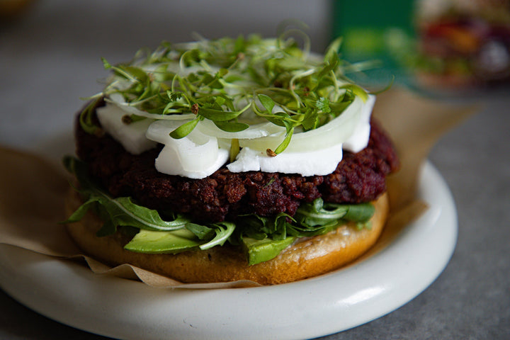 Burger vegan - mit sunflowerBURGERmix und Rote Bete