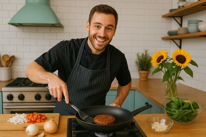Koch bratet sunflowerHACK Burger