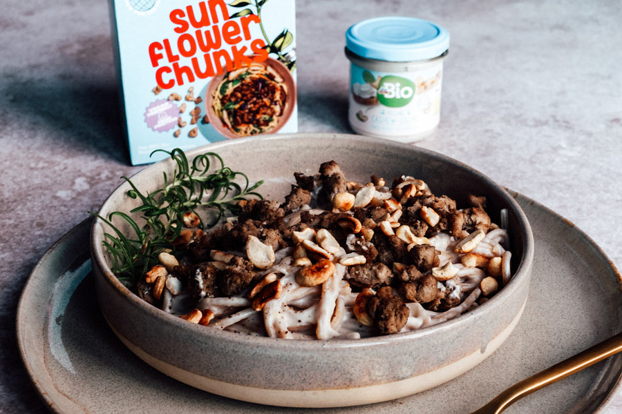 Cashew-Zitronen-Thymian Spaghetti mit sunflowerCHUNKS