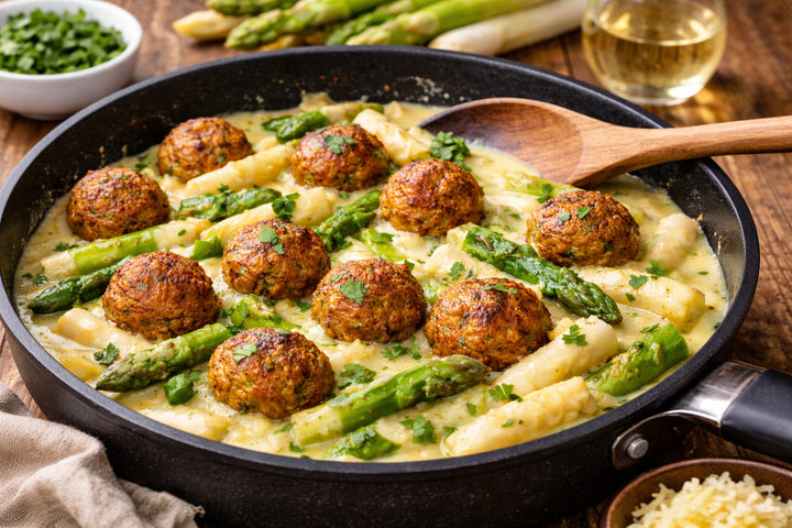 sunflower-Meatballs with asparagus