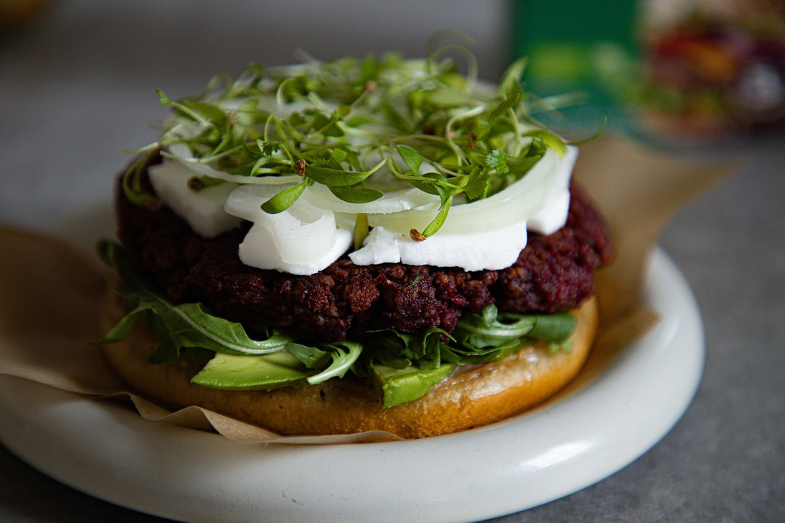 Burger vegan - mit sunflowerBURGERmix und Rote Bete