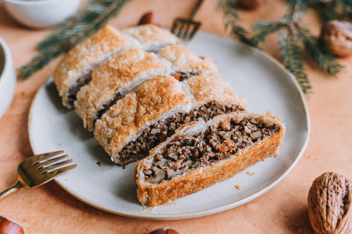 sunflowerHACK-Braten mit Erbsen-Kartoffel Püree & cremiger Dattelsauce