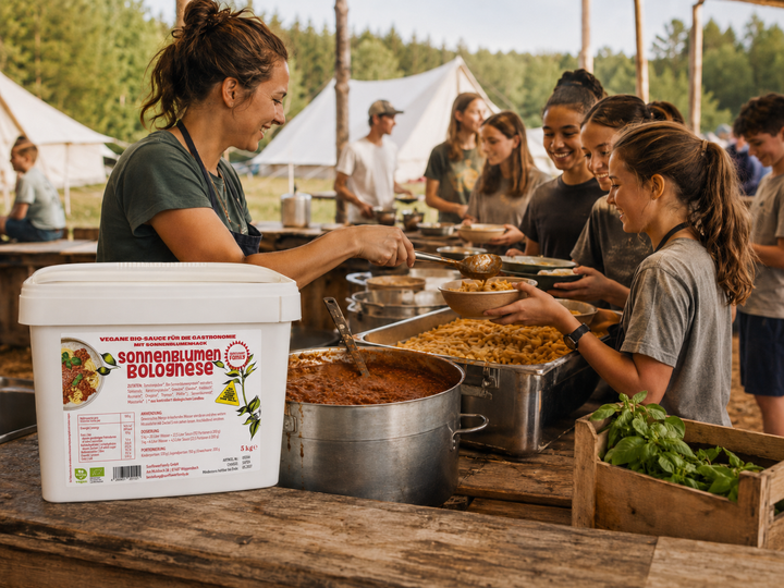 Verpflegung im Zeltlager und bei Ferienfreizeiten: Warum der sunflowerBOLOmix im 5-kg-Eimer perfekt passt