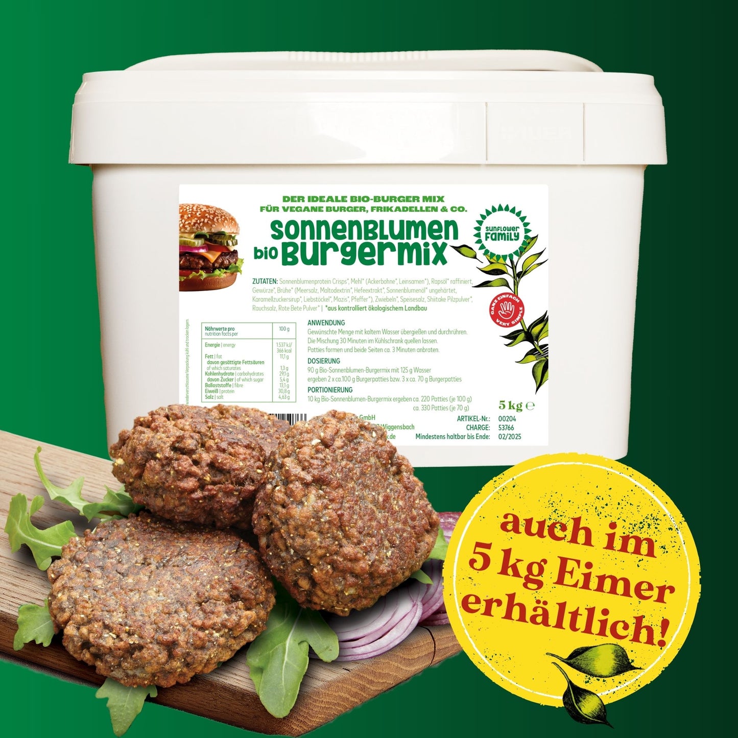 sunflowerBURGERMIX – für veganen Burgergenuss