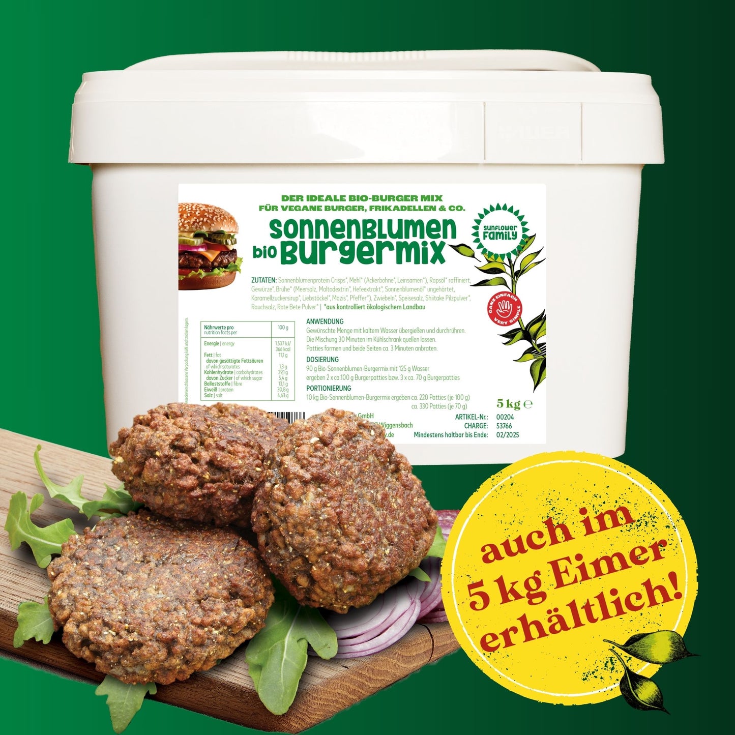 sunflowerBURGERMIX – für veganen Burgergenuss