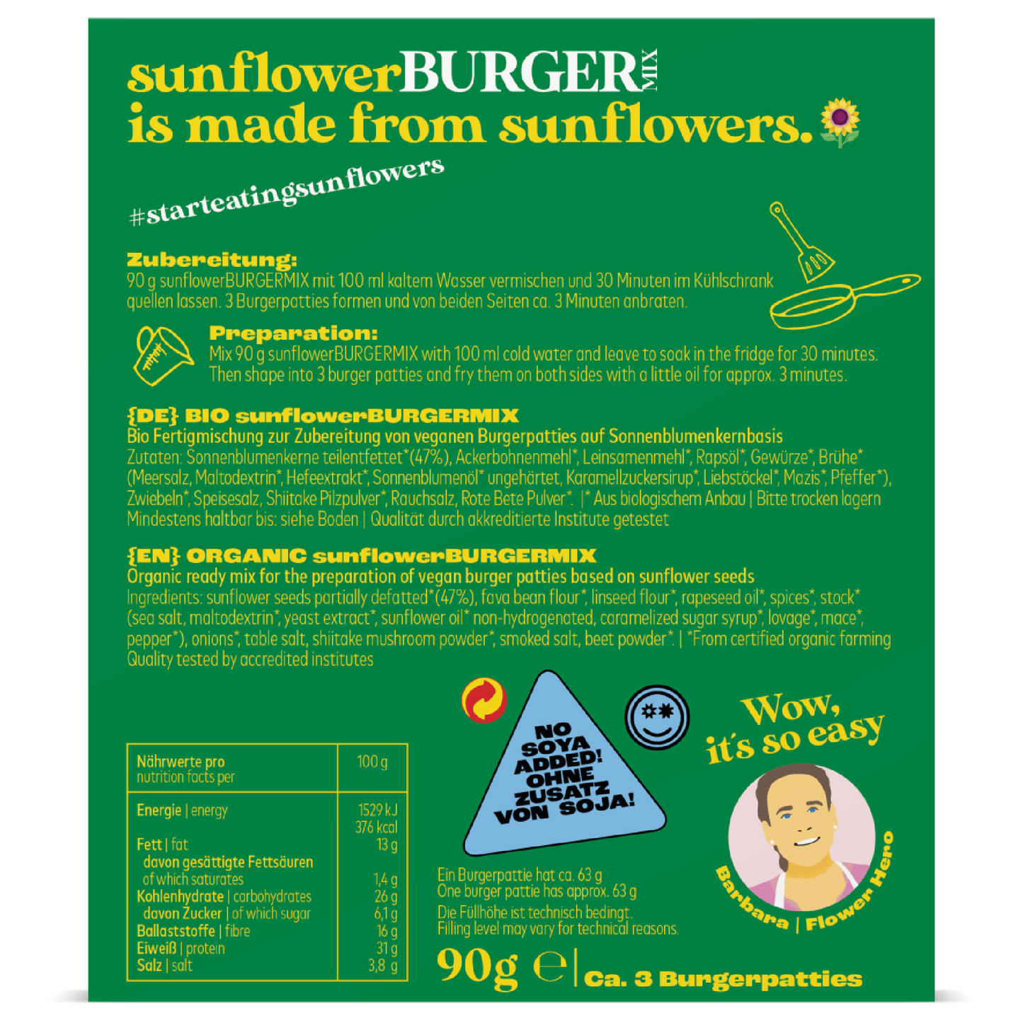 sunflowerBURGERMIX – für veganen Burgergenuss